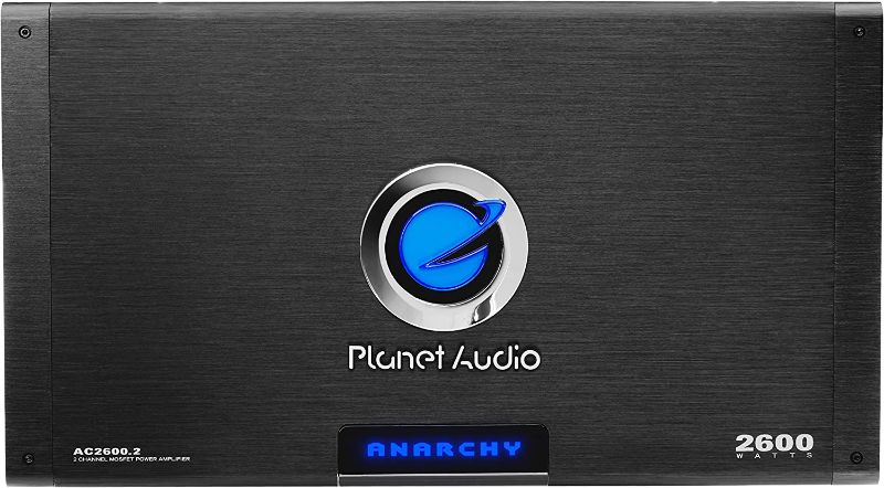 Photo 1 of Planet Audio AC2600.2 Anarchy Series Car Audio Amplifier - 2600 High Output, 2 Channel, Class A/B, High/Low Level Inputs, High/Low Pass Crossover, Full Range, Hook Up To Stereo and Subwoofer