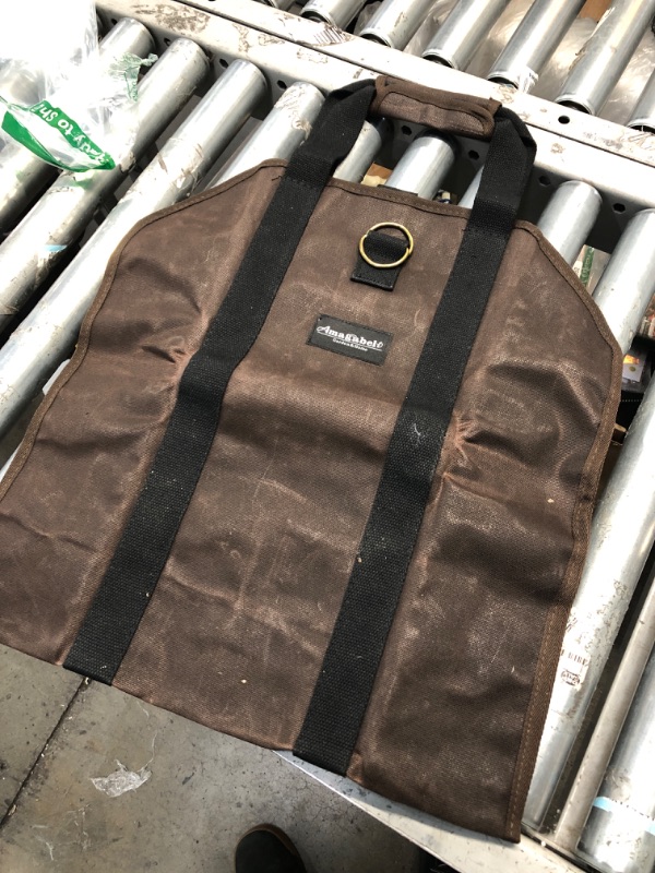 Photo 1 of Amagabeli Firewood Carrier Bag Canvas Waxed Large Firewood Log Tote Carrying Indoor Bag Firewood Storage Tote Fire Place Log Holders Outdoor Fire Wood Carrier with Handless Dark Brown BG290
