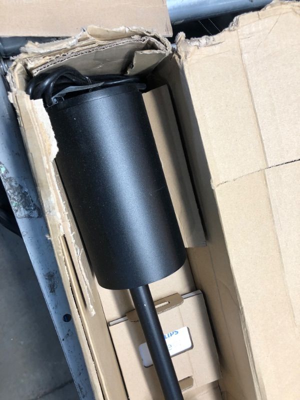 Photo 1 of **USED ITEM** 
PHILIPS HUE GRADIENT SIGNE FLOOR LAMP, COMPATIBLE WITH ALEXA, APPLE HOMEKIT AND GOOGLE ASSISTANT, BLACK FLOOR LAMP 1 PACK BLACK
