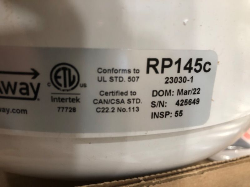 Photo 4 of *MISSING PARTS**RADONAWAY RP145C RADON FAN P/N 23030-1 INLET/OUTLET DIAMETER OF 4.5 166 CFM RP145C
