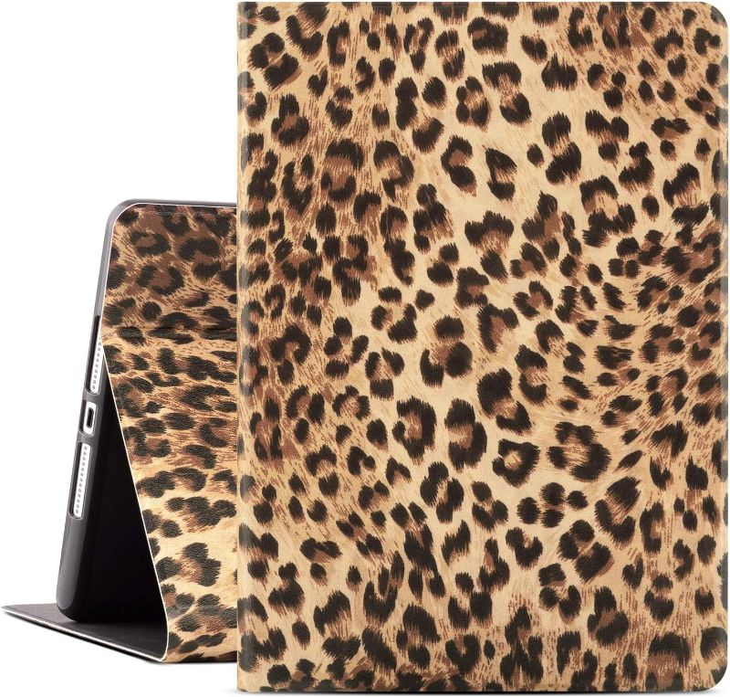 Photo 1 of Drodalala iPad 9th Generation Case for Girls, 8th Gen 2020 Cover /7th iPad 2019 Cover for Kids, 10.2 Inch iPad Case with Premium Adjustable Viewing Stand, Auto Awake/Sleep (Leopard Cheetah)
