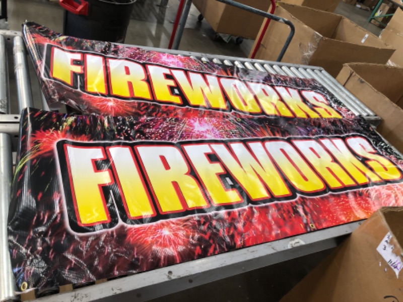 Photo 2 of 24"x120" Fireworks I Banner Sign Stand Firework Store Signs, pack of 2
