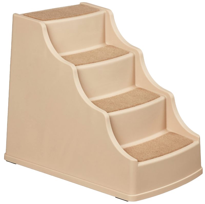 Photo 1 of **MINOR BEND FROM SHIPPING** Amazon Basics 4 Step Non Slip Pet Stairs for Dogs and Cats, Tan 4-Step Tan