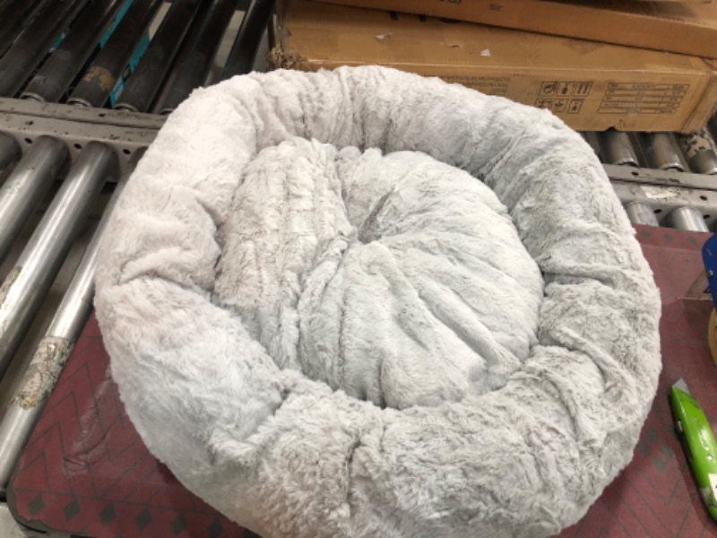 Photo 2 of Best Friends by Sheri The Original Calming Donut Cat and Dog Bed in Lux Fur Gray, Small 23x23 Lux Gray Small 23" x 23" Bed Only