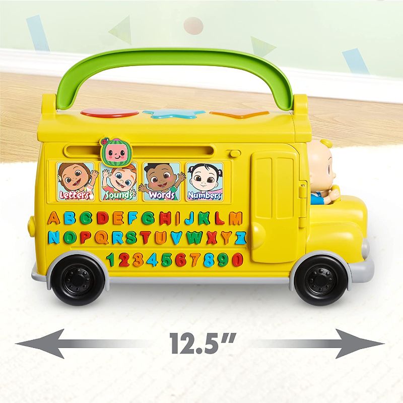 Photo 2 of CoComelon Musical Learning Bus, Number and Letter Recognition, Phonetics, Yellow School Bus Toy Plays ABCs and Wheels on the Bus, by Just Play
