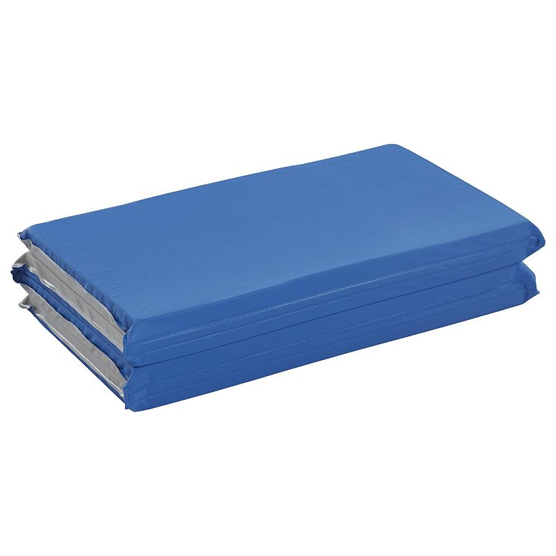 Photo 1 of ECR4Kids Everyday Folding Rest Mat, 4-Section, 1in, Classroom Furniture, Blue/Grey
