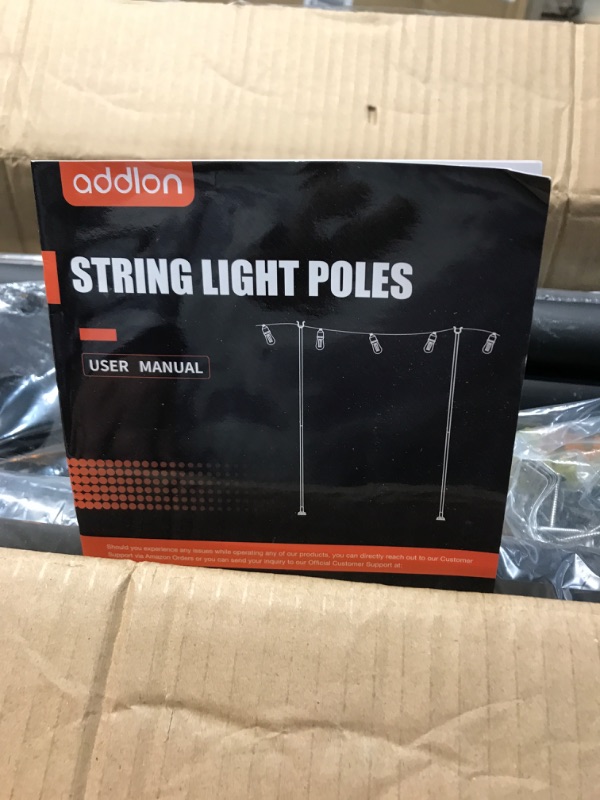 Photo 3 of addlon 4 Pack String Light Poles Pro 10ft, Aluminum Waterproof Harder Outdoor Poles with Hooks for Hanging String Lights for Patio, Garden, Wedding, Parties - Classic Black Black 4x10ft