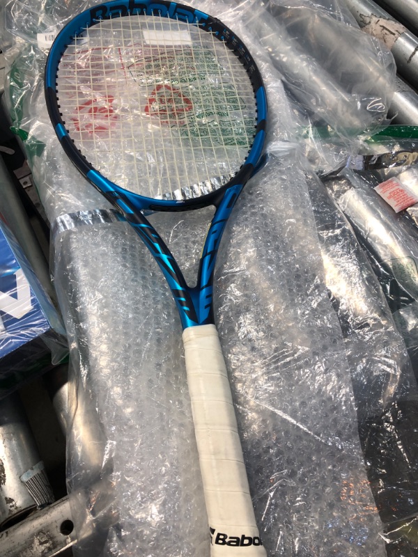 Photo 2 of Babolat Pure Drive Lite Tennis Racquet (10th Gen) - Strung with 16g White Babolat Syn Gut at Mid-Range Tension 4 1/8" Grip