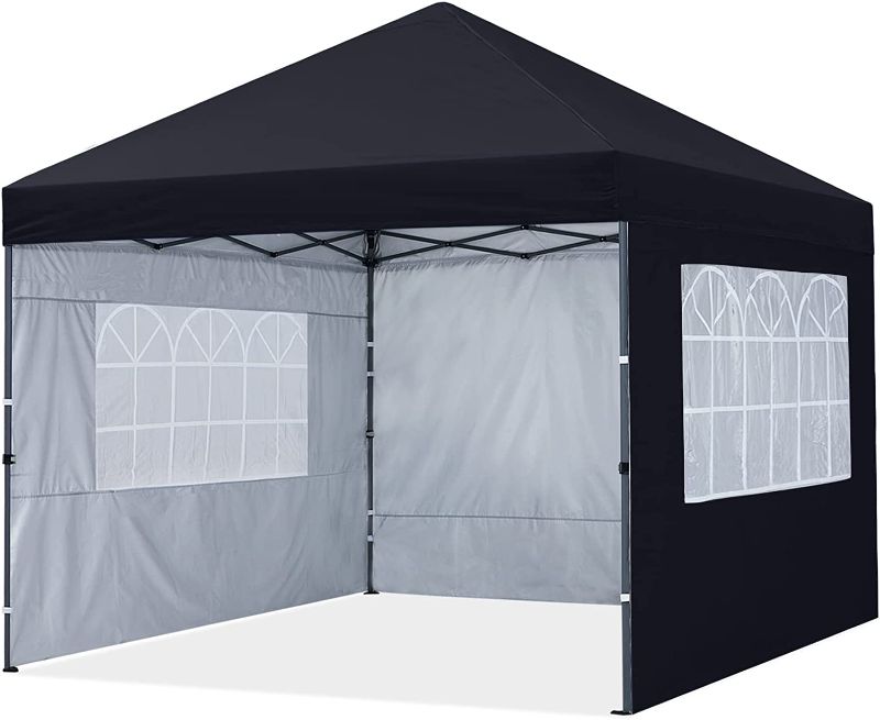 Photo 1 of  Pop Up Canopy Tent 10x10 with Church Window Sidewalls, Black
