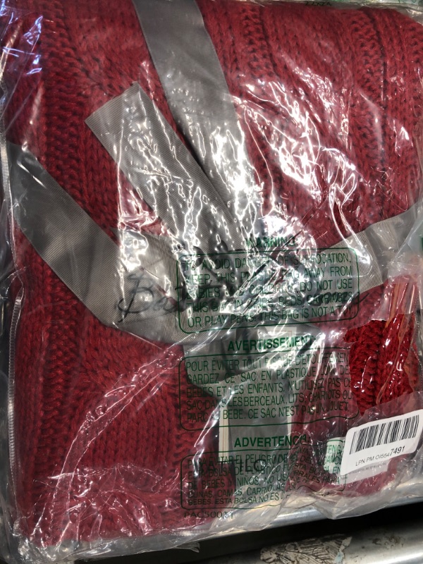 Photo 1 of Battilo Red Cable Knit Throw Blankets for Couch, Super Soft Warm Cozy Decorative Knitted Throw Blanket for Bed, Sofa, Chair 50"x60"