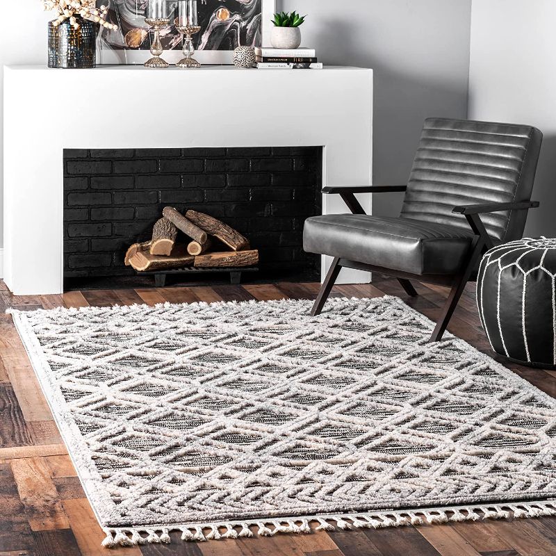 Photo 1 of 
nuLOOM Ansley Moroccan Lattice Tassel Area Rug
Size:Grey
Color:3' x 5'
