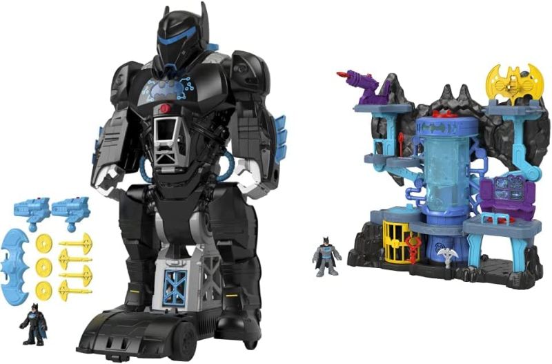 Photo 1 of DC Super Friends Bat-Tech Batbot, Transforming 2-in-1 Batman Robot and Playset & inext Bat-Tech Batcave, Batman playset with Lights and Sounds for Kids Ages 3 to 8 Years
