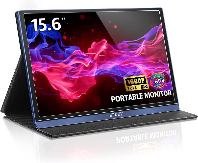 Photo 1 of KPKUE Portable Monitor 15.6inch FHD 1080P USB C Laptop Display IPS Second Screen, Computer Travel Monitor Mini HDMI Gaming External Monitor w/Smart Cover Dual Speakers for PC Mac Phone Xbox PS4
