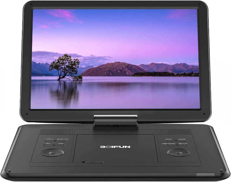 Photo 1 of 17.5" Portable DVD Player with 15.6" Large HD Screen, 6 Hours Rechargeable Battery, Support USB/SD Card/Sync TV and Multiple Disc Formats, High Volume Speaker,Black
