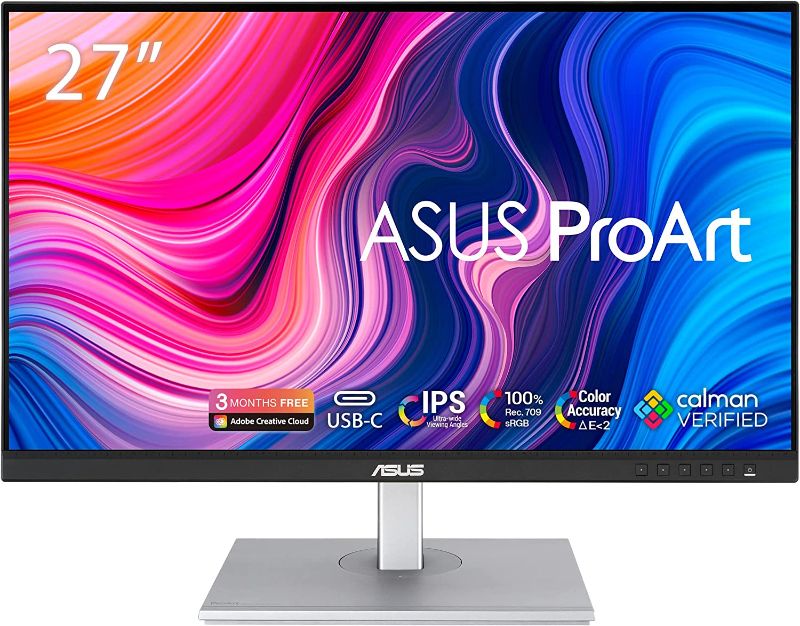 Photo 1 of *DAMAGED EXTERIOR NOT IN ORIGINAL PACKAGING* ASUS ProArt Display 27" Monitor PA278CV - WQHD (2560 x 1440), IPS, 100% sRGB/ Rec. 709, ?E < 2, Calman Verified, USB Hub, USB-C, DisplayPort Daisy-chaining, HDMI, Eye Care, Height Adjustable
