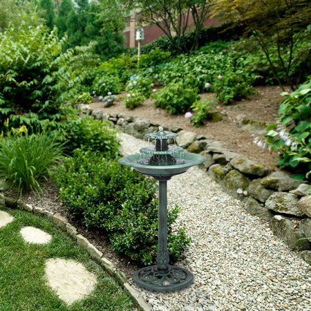 Photo 1 of Alpine Corporation 3-Tier Outdoor Vintage Pedestal Fountain Bird Bath Molded Polyresin Green