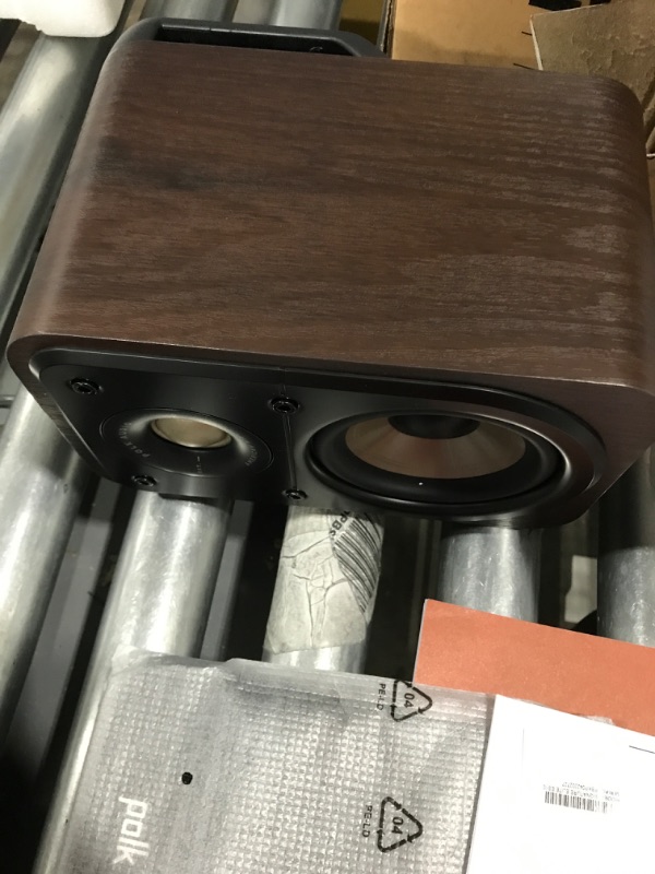 Photo 3 of Polk Signature Elite ES10 Surround Loudspeaker - Hi-Res Audio Certified, Dolby Atmos & DTS:X Compatible, 1" Tweeter & 4" Woofer, Power Port Technology for Effortless Bass (Pair, Contemporary Walnut) Walnut Signature Elite Loudspeaker