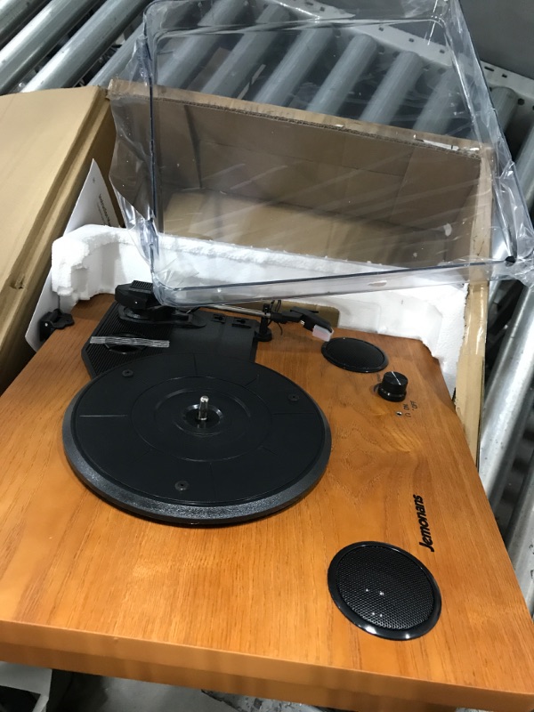 Photo 4 of Record Player, Popsky 3-Speed Turntable Bluetooth Vinyl Record Player with Speaker, Portable LP Vinyl Player, Vinyl-to-MP3 Recording, 3.5mm AUX & RCA & Headphone Jack