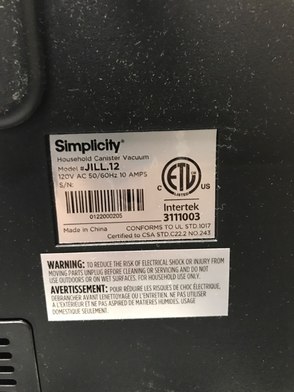 Photo 3 of (Tested) Simplicity Canister Vacuum Cleaner, Jill Compact Vacuum for Hardwood Floors and Rugs, Dual Certified Hepa Filtration, Bagged