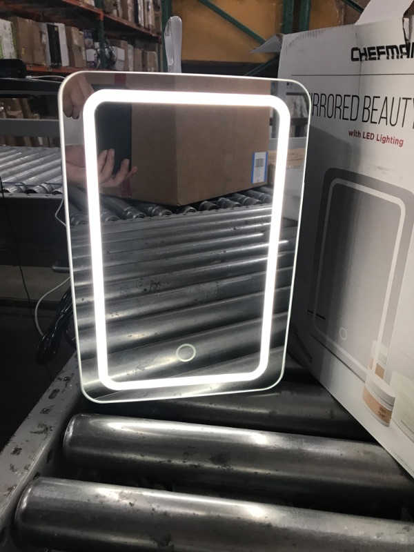 Photo 2 of (PARTS ONLY)Chefman Mirrored Beauty Fridge With LED Lighting, Portable White Mini Refrigerator Skin Care, Makeup Storage, Chill Cosmetics & Face Masks, Small For Desktop Or Travel, Cool & Heat, 6 Liter Capacity Skincare Mini Fridge w/Light 6L White