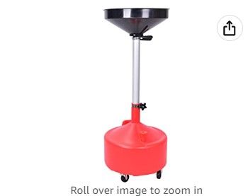 Photo 1 of Aain 8 Gallon Portable Oil Drain,Industrial Fluid Oil Drain Tank With Wheels and Adjustable funnel height. Red
