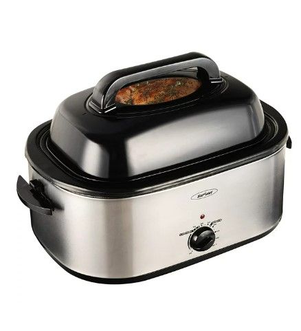 Photo 1 of 24 Quart Roaster Oven with Self-Basting Lid, Stainless Steel

