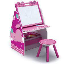 Photo 1 of Disney Minnie Mouse Deluxe Kids Art Table Easel Desk Stool & Toy Organizer by Delta Children
