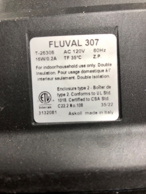 Photo 3 of ***TESTED**POWERED ON**Fluval 07 Series Performance Canister Filter for Aquariums 307