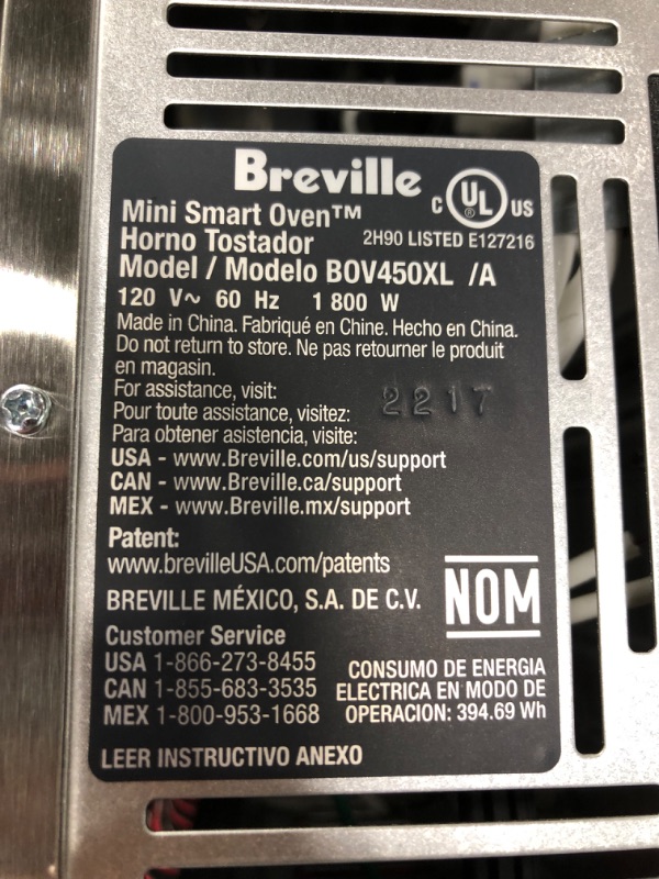 Photo 3 of ***TESTED**POWERED ON***Breville Mini Smart Toaster Oven, Brushed Stainless Steel, BOV450XL
