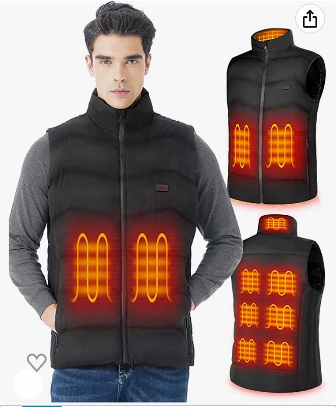 Photo 1 of Heated Vest for Men, Warming Mens Heated Vest with 9 Heating Zones, Heating Vest for Hunting Fishing (No Battery)