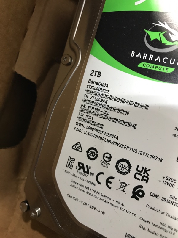 Photo 3 of Seagate BarraCuda 2TB Internal Hard Drive HDD – 3.5 Inch SATA 6Gb/s 7200 RPM 256MB Cache – Frustration Free Packaging (ST2000DM008/ST2000DMZ08) 2TB HDD