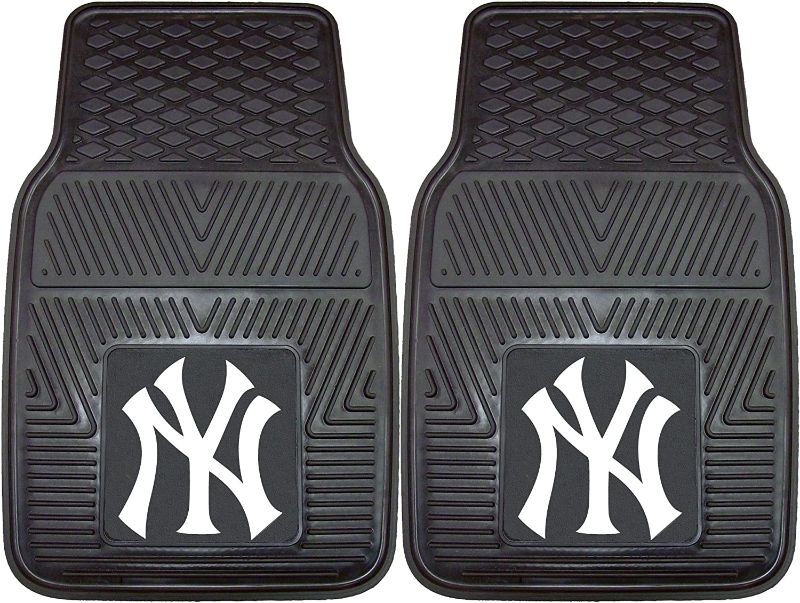 Photo 1 of **SEE NOTES** FANMATS 8759 New York Yankees 2-Piece Heavy Duty Vinyl Car Mat Set, Front Row Floor Mats, All Weather Protection, Universal Fit, Deep Resevoir Design
