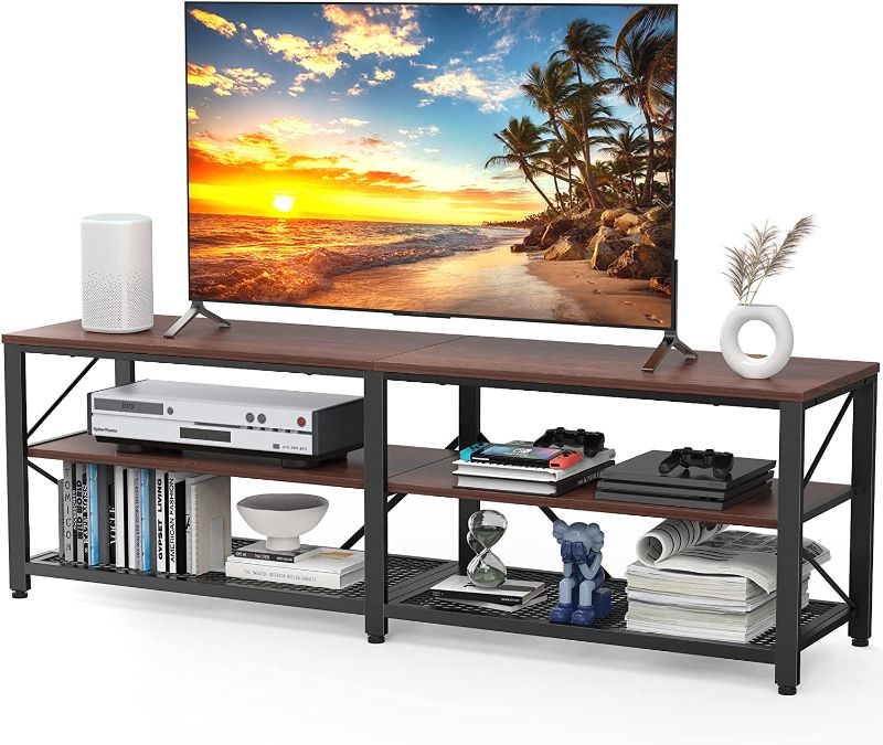 Photo 1 of NOBLEWELL 55 Inch, 3-Tier Wood Cabinet, Media Console Table with Storage for Living Room, Cherry TV Stand Entertainment Center
