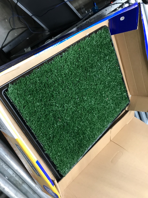 Photo 3 of Artificial Grass Puppy Pee Pad for Dogs and Small Pets - 20x25 Reusable 3-Layer Training Potty Pad with Tray - Dog Housebreaking Supplies by PETMAKER
