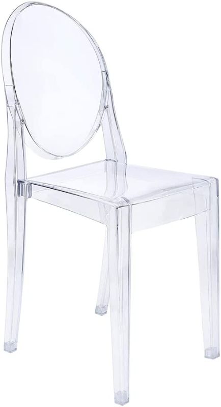 Photo 1 of CangLong Modern Acrylic Stacking Armless Chair Kitchen, Dining, Living, Guest, Bed Room, Set of 1, Clear