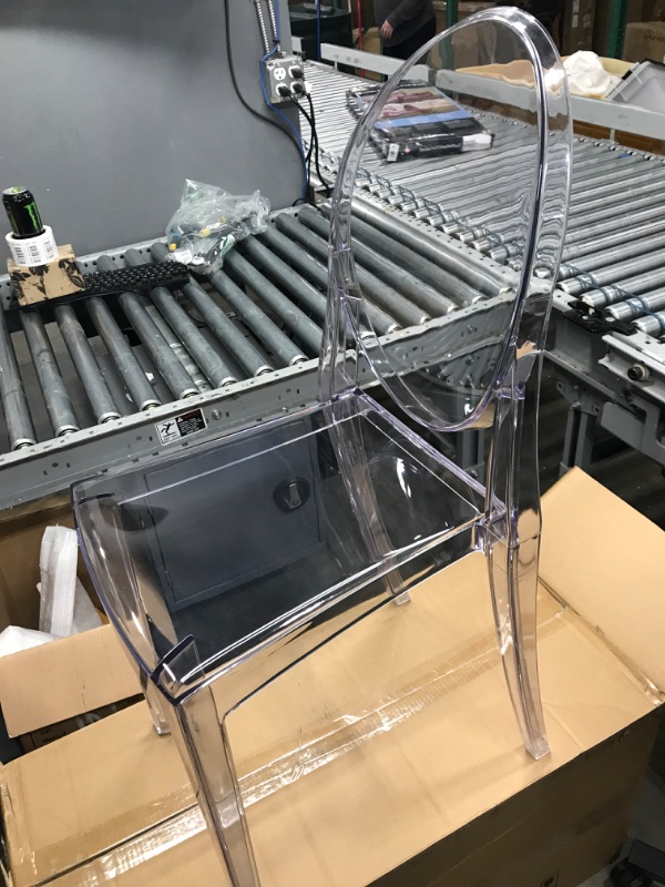 Photo 1 of CangLong Modern Acrylic Stacking Armless Chair Kitchen, Dining, Living, Guest, Bed Room, Set of 1, Clear