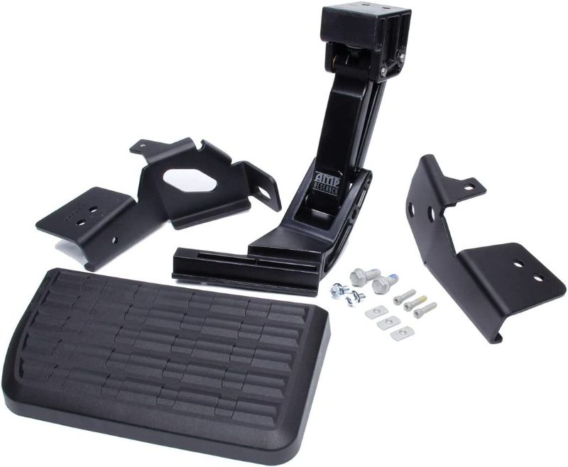 Photo 1 of AMP Research 75313-01A BedStep Flip Down Bumper Step for 17-21 Ford F-250/350/450 (F450 will not work with the vibration dampner installed) , Black
