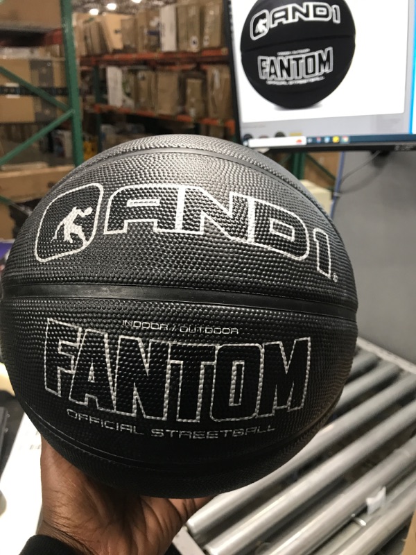 Photo 2 of AND1 Fantom Rubber Basketball - Official Size Streetball, Made for Indoor and Outdoor Basketball Games, Sold Inflated, Black, Size 7