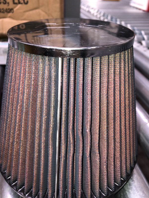 Photo 2 of USED**
K&N Universal Clamp-On Air Intake Filter: High Performance, Premium, Washable, Replacement Filter: Flange Diameter: 6 In, Filter Height: 6 In, Flange Length: 0.625 In, Shape: Round Tapered, RF-1048 Air Filter