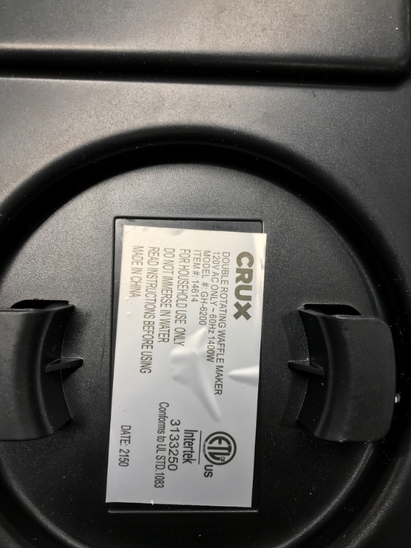 Photo 3 of ***PARTS ONLY*** Crux Double Rotating Belgian Waffle Maker with Nonstick Plates, Stainless Steel Housing & Browning Control, black (14614)