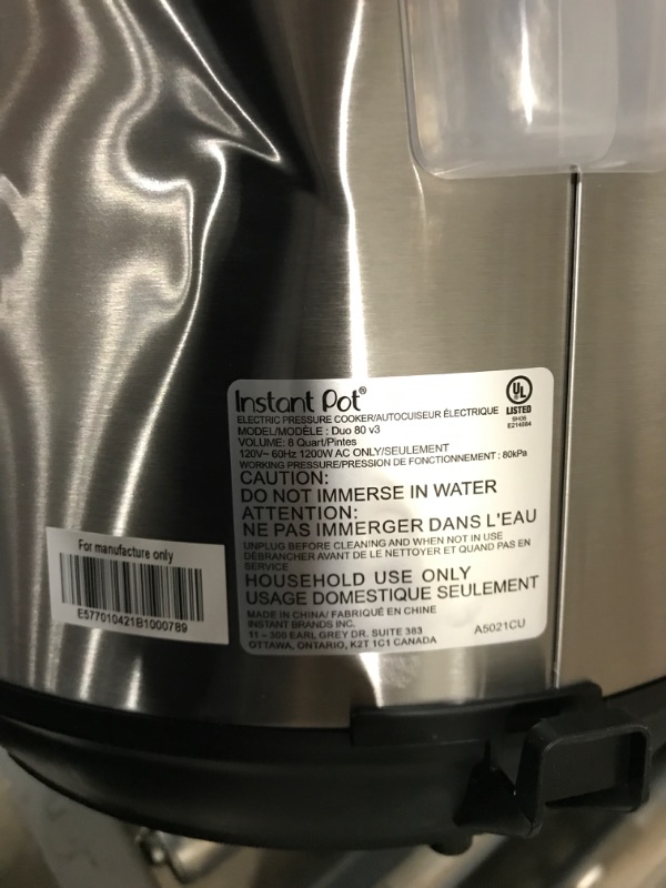 Photo 1 of 8 qt. Stainless Steel Duo Electric Pressure Cooker
