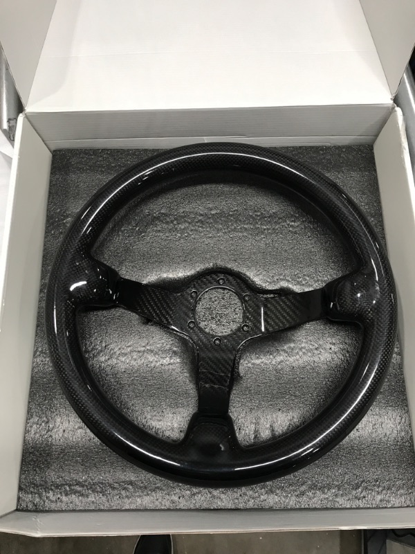 Photo 2 of HIWOWSPORT Carbon Fiber Racing Steering Wheel 350mm Diameter Bolt