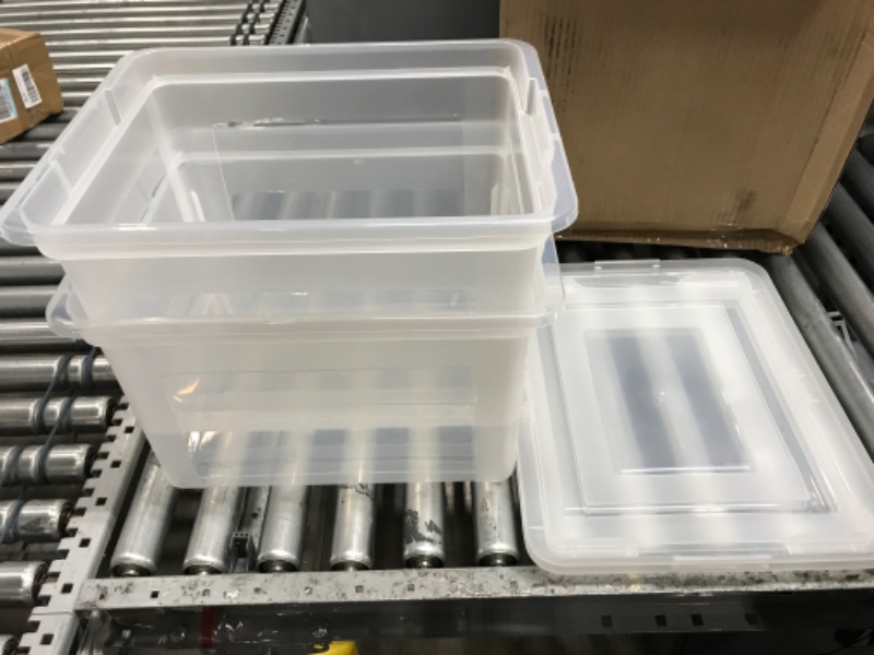 Photo 2 of 10X17 CLEAR STORAGE BINS WITH LIDS 2 BINS