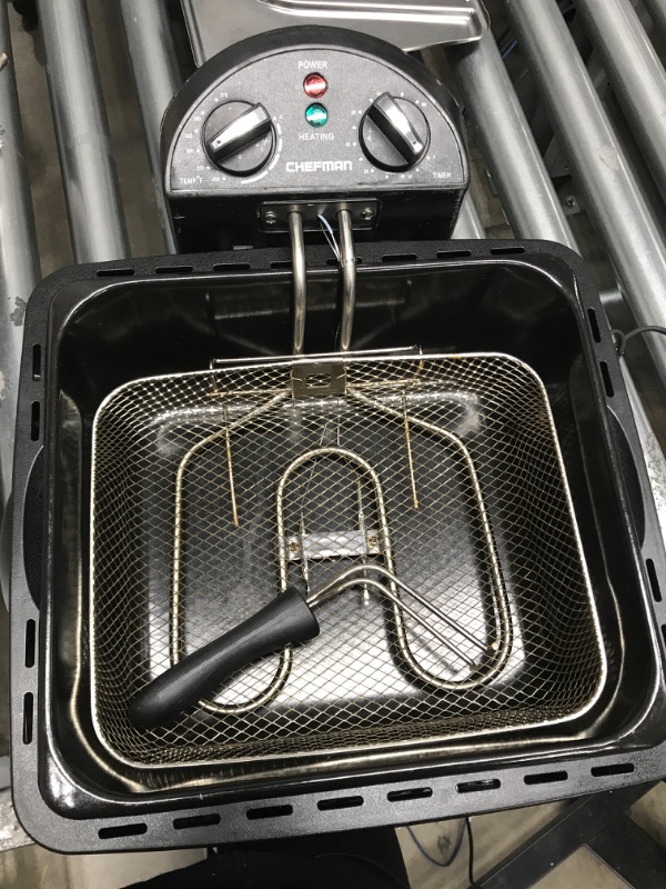 Photo 2 of *Tested-Powers On* Chefman 4.5 Liter Deep Fryer w/Basket Strainer, XL Jumbo Size, Adjustable Temperature & Timer, Perfect for Fried Chicken, Shrimp, French Fries, Chips & More, Removable Oil-Container, Stainless Steel