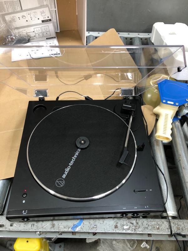 Photo 2 of Audio-Technica AT-LP60XBT-BK Fully Automatic Bluetooth Belt-Drive Stereo Turntable, Black, Hi-Fi, 2 Speed, Dust Cover, Anti-Resonance, Die-cast Aluminum Platter Black Wireless Turntable