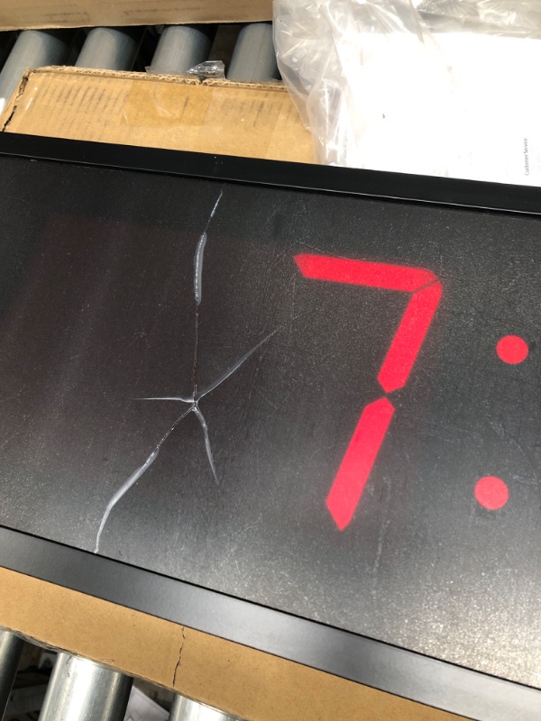 Photo 5 of ***TESTED WORKING; COSMETIC DAMAGE SEE PHOTOS*** Ivation Huge Large Big Oversized Digital LED Clock - Shelf or Wall Mount (36 Inch - Red) | 6-Level Brightness, Mounting Holes & Hardware Red 36 Inches Wide