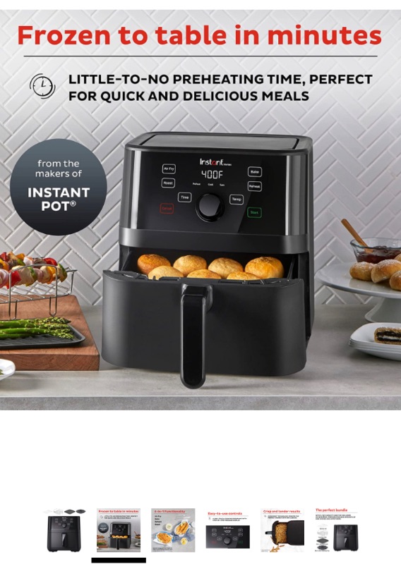 Photo 1 of Instant Vortex 5.7-QT Air Fryer Oven with Accessories, From the Makers of Instant Pot, Customizable Smart Cooking Programs, Digital Touchscreen, Dishwasher-Safe Basket, App with over 100 Recipes