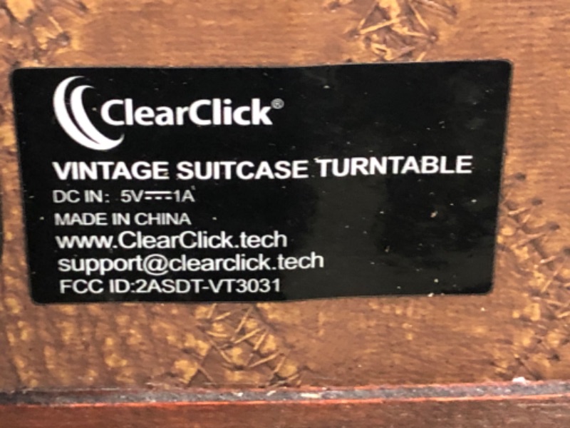 Photo 3 of ClearClick Vintage Suitcase Turntable with Bluetooth & USB - Classic Wooden Retro Style