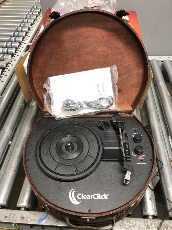 Photo 2 of ClearClick Vintage Suitcase Turntable with Bluetooth & USB - Classic Wooden Retro Style