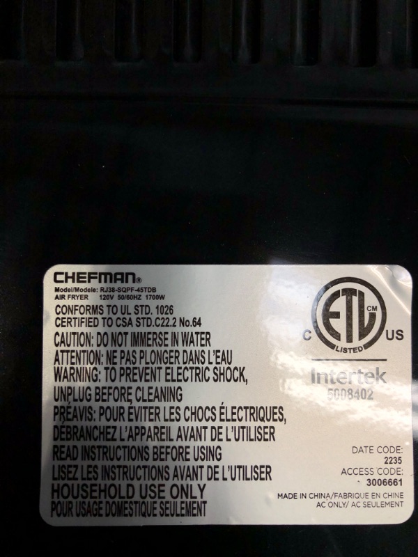 Photo 1 of Chefman TurboFry Touch Dual Air Fryer, Maximize The Healthiest Meals With Double Basket Capacity, One-Touch Digital Controls And Shake Reminder For The Perfect Crispy And Low-Calorie Finish